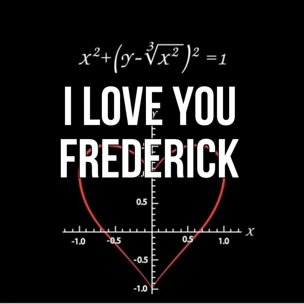 Greetings card с именем, Frederick I love you сердечная формула Greetings with text for free download 