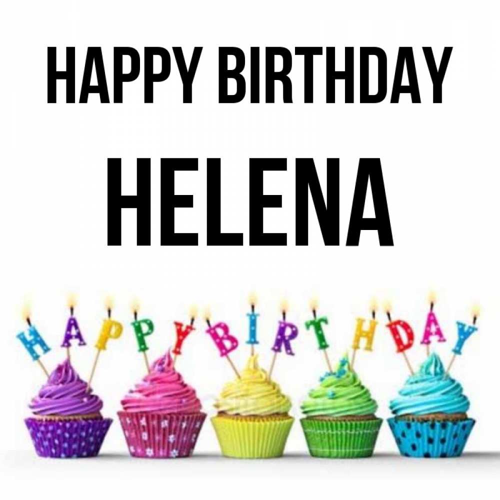 Greetings card с именем, Helena Happy Birthday открытка ко дню рождения с разноцветными вкусняшками Greetings with text for free download 
