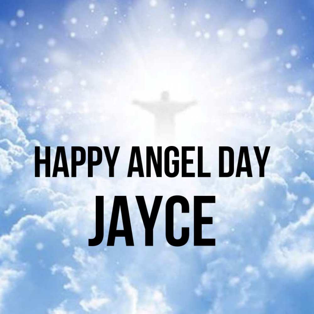 Greetings card с именем, Jayce happy angel day ангел на облаках в свете солнца Greetings with text for free download 