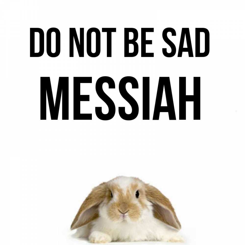 Greetings card с именем, Messiah Do not be sad коричнево белый заяц с большими ушками Greetings with text for free download 