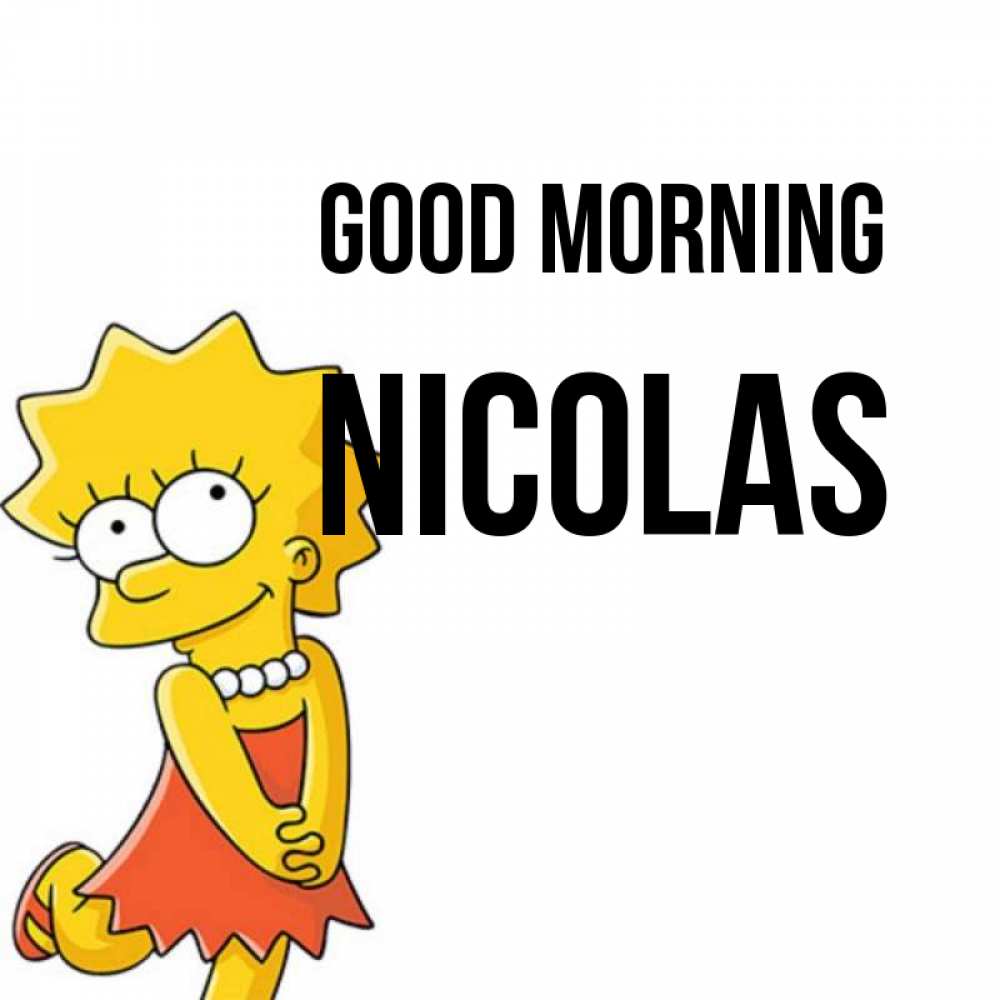 Greetings card с именем, Nicolas Good morning в платье и ожерелье Greetings with text for free download 