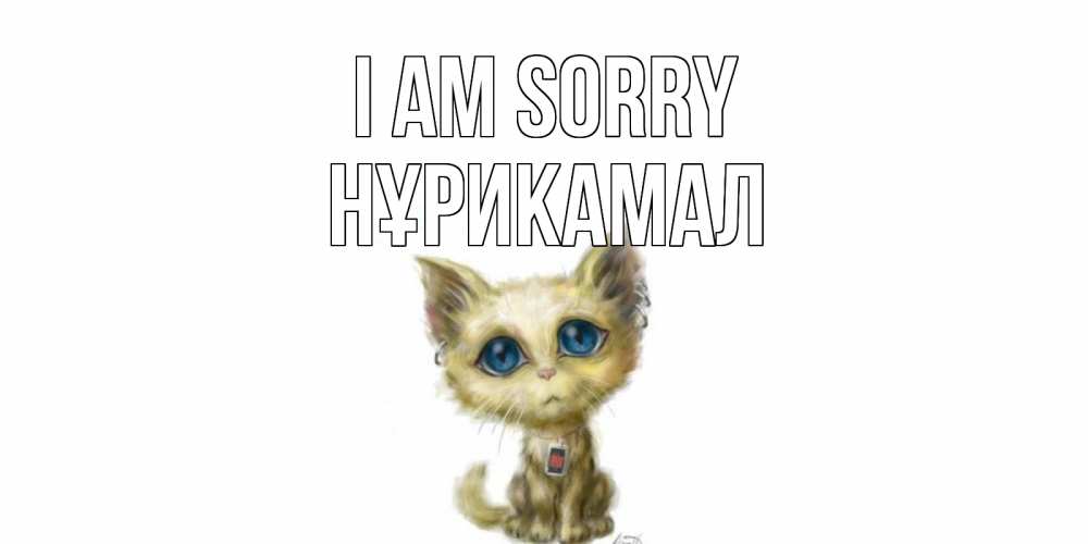 Greetings card с именем, НҰРИКАМАЛ I am sorry прости меня открытка с котиком Greetings with text for free download 