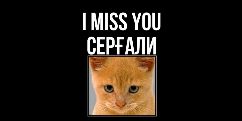 Greetings card с именем, СЕРҒАЛИ I miss you открытки рыжий котенок скучает по тебе Greetings with text for free download 