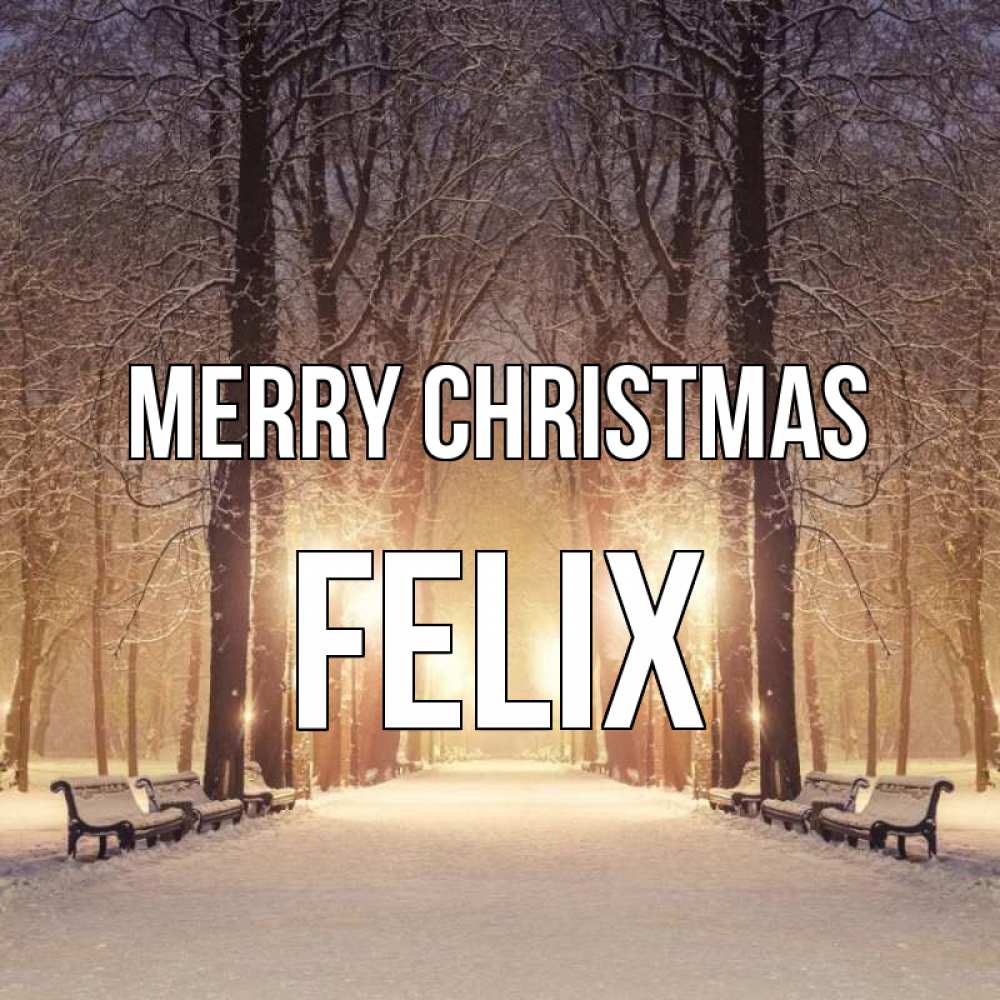 Greetings card с именем, Felix Merry Christmas зима, парк, фонарь, лес Greetings with text for free download 