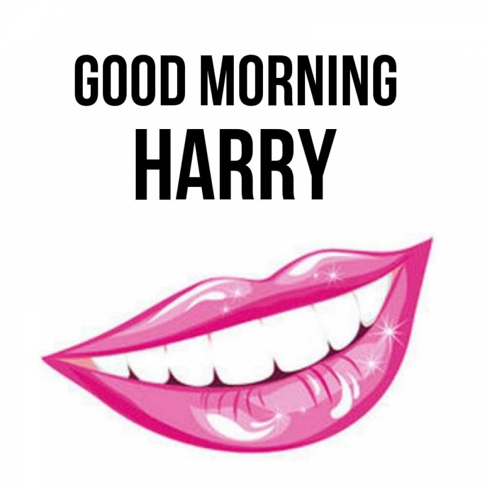 Greetings card с именем, Harry Good morning розовые губы и белые зубы Greetings with text for free download 