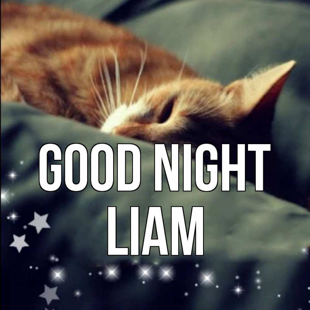 Greetings card с именем, Liam Good night кроватка Greetings with text for free download 