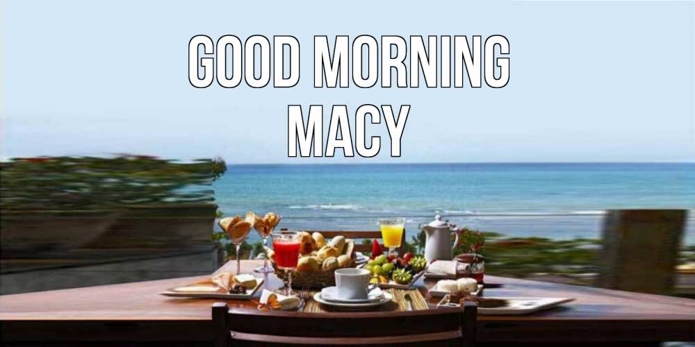Greetings card с именем, Macy Good morning море, завтрак Greetings with text for free download 