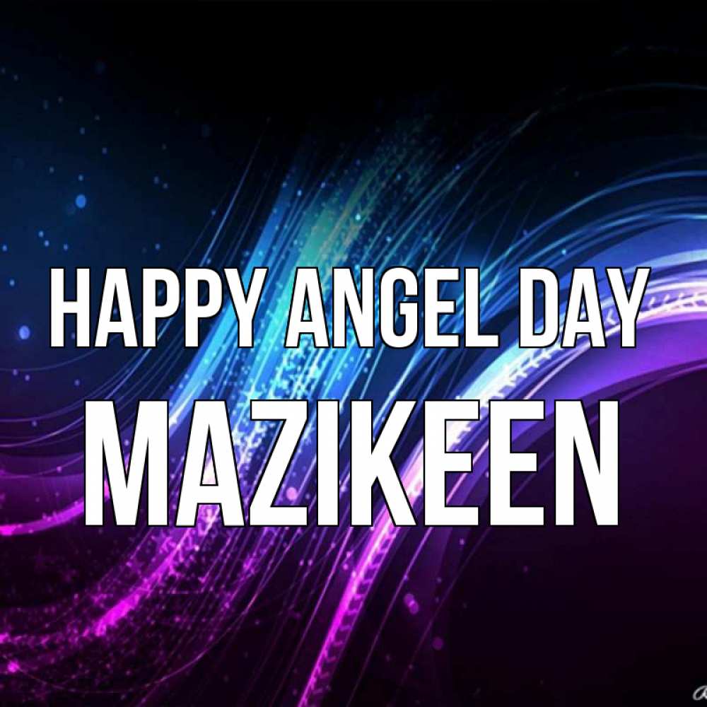 Greetings card с именем, Mazikeen happy angel day фиолетовый фон Greetings with text for free download 
