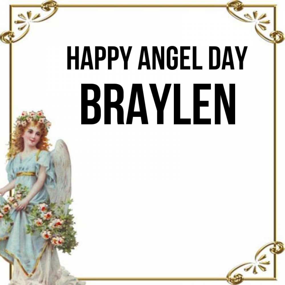 Greetings card с именем, Braylen happy angel day с именинами от девушки ангела Greetings with text for free download 