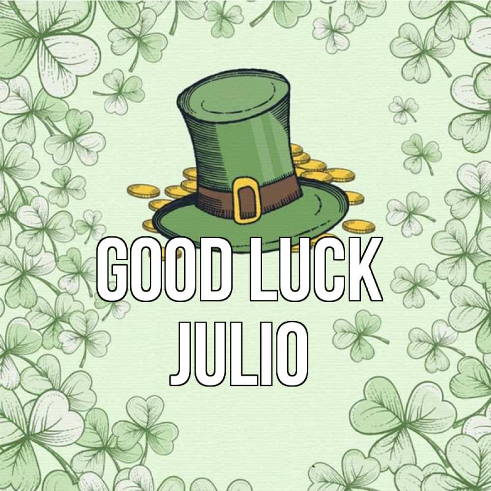 Greetings card с именем, Julio Good luck клевер Greetings with text for free download 