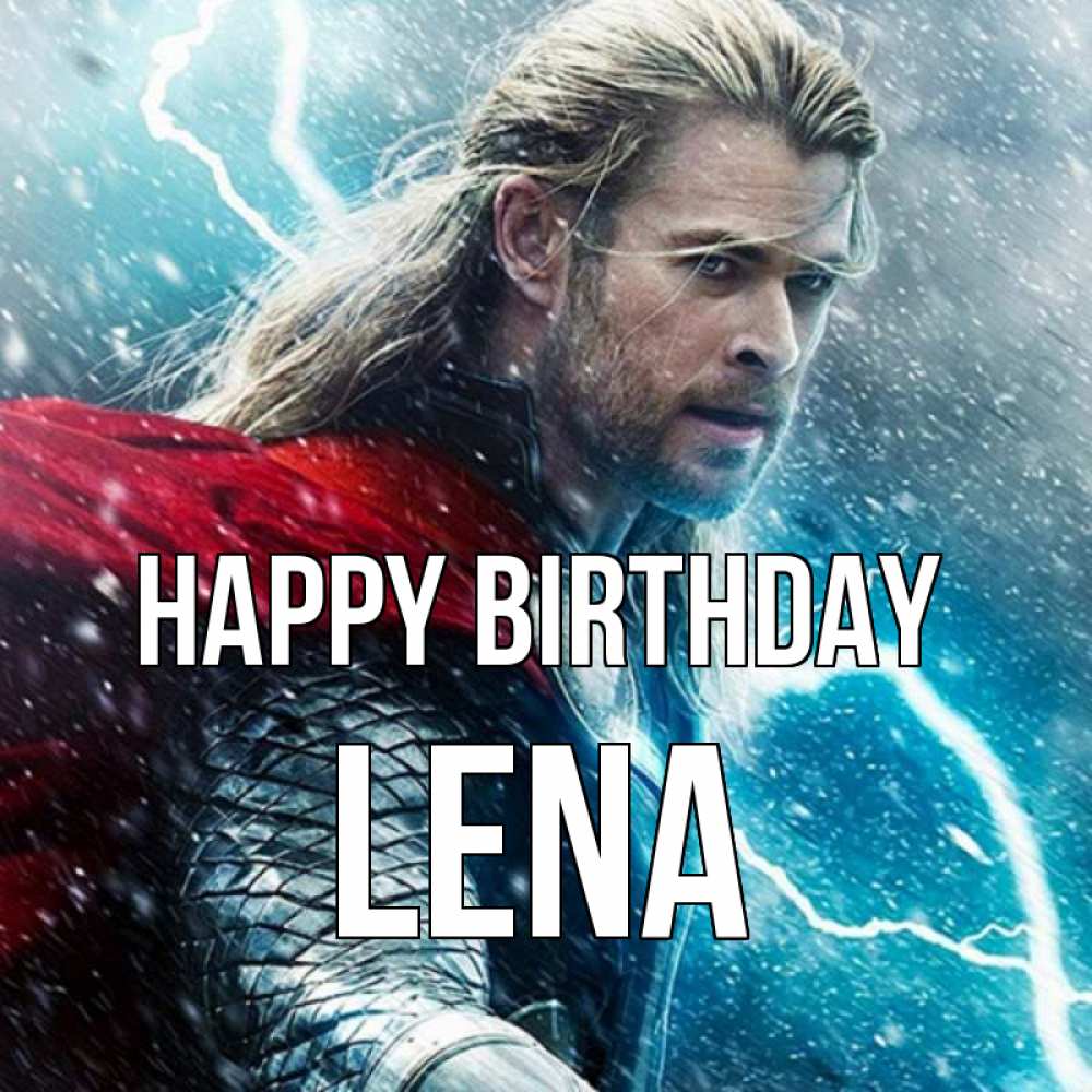 Greetings card с именем, Lena Happy Birthday марвел боги Greetings with text for free download 