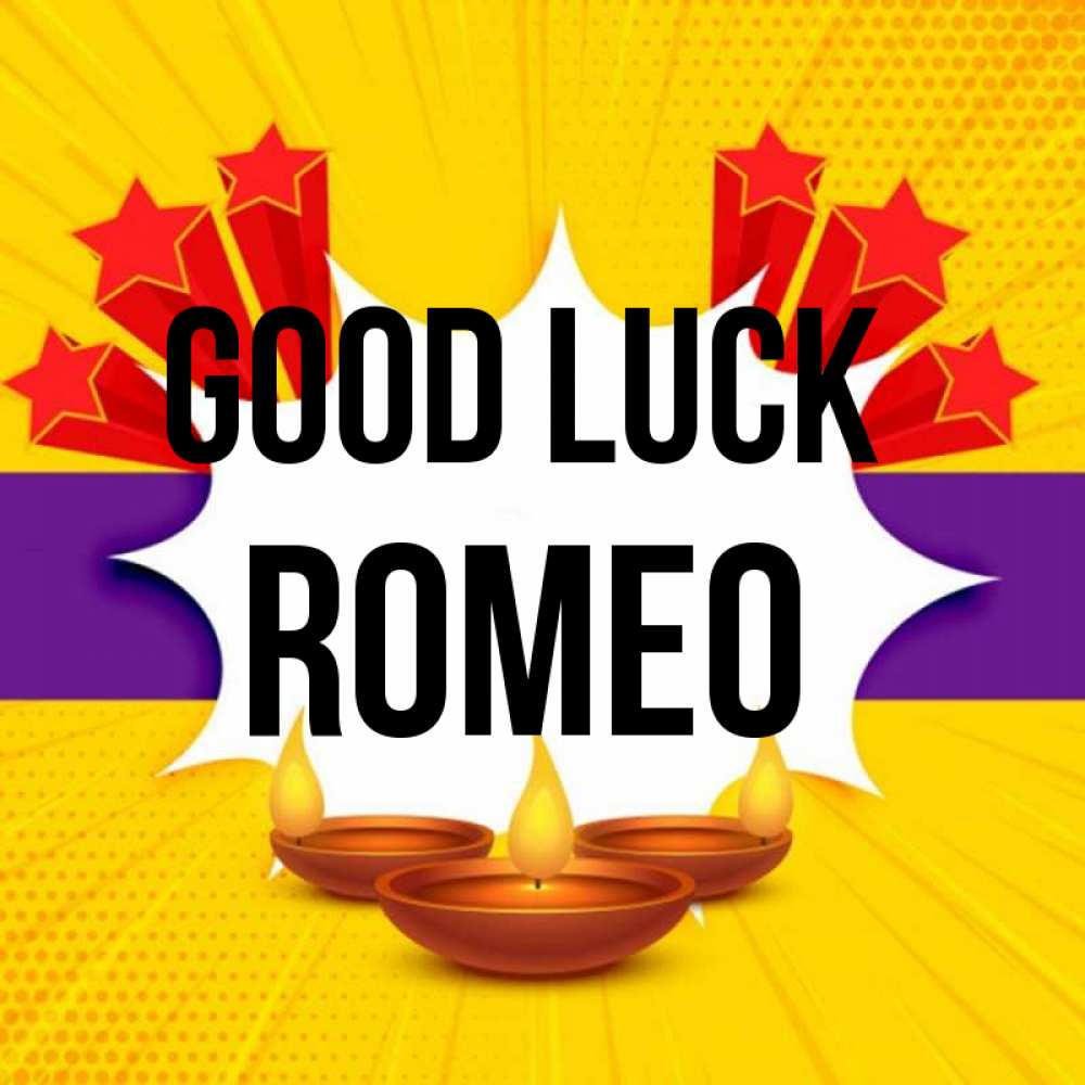 Greetings card с именем, Romeo Good luck векторное изображение Greetings with text for free download 