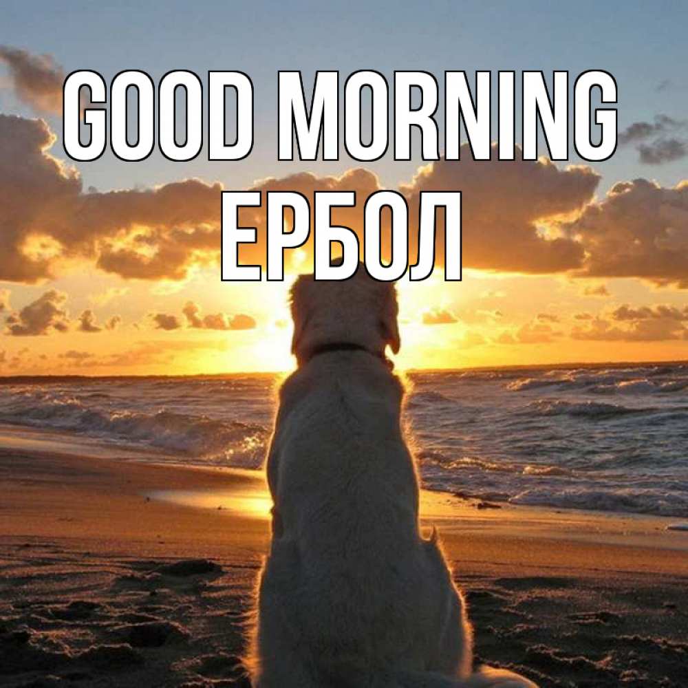 Greetings card с именем, Ербол Good morning восход солнца Greetings with text for free download 