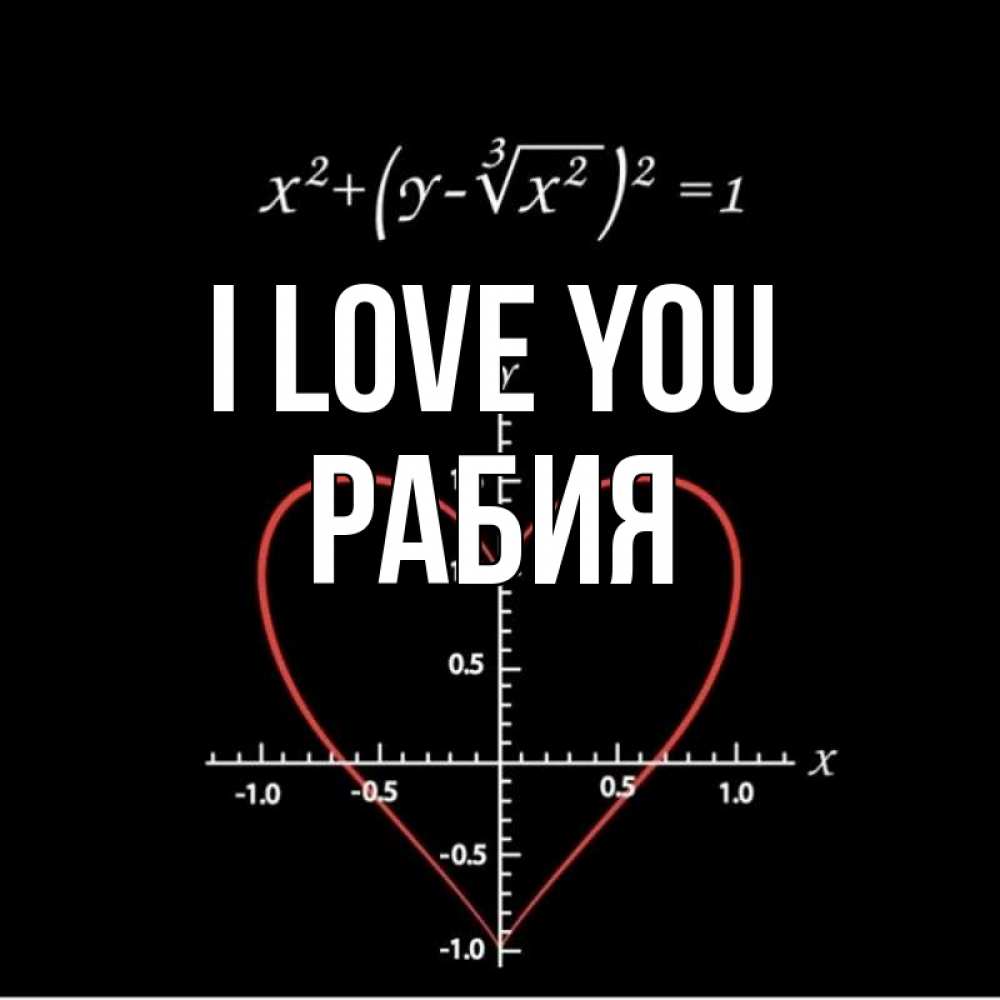 Greetings card с именем, РАБИЯ I love you сердечная формула Greetings with text for free download 