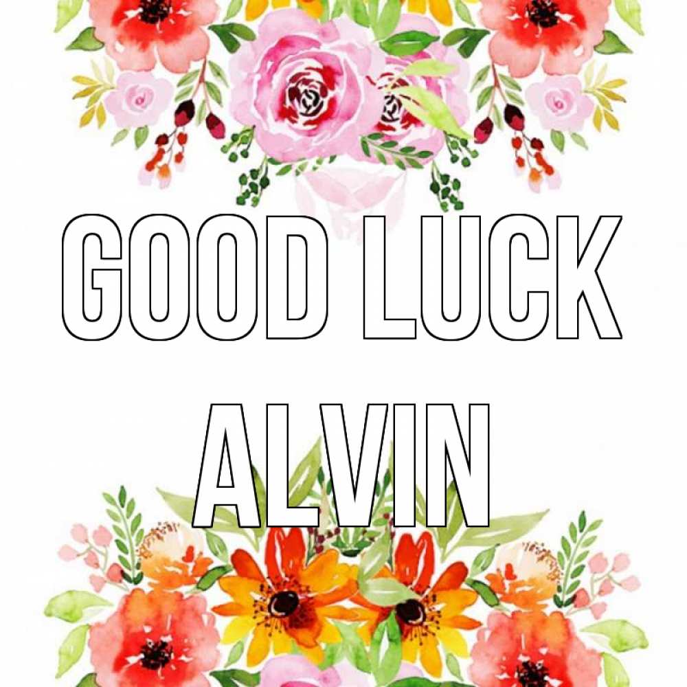 Greetings card с именем, Alvin Good luck открытка с цветами акварелью Greetings with text for free download 