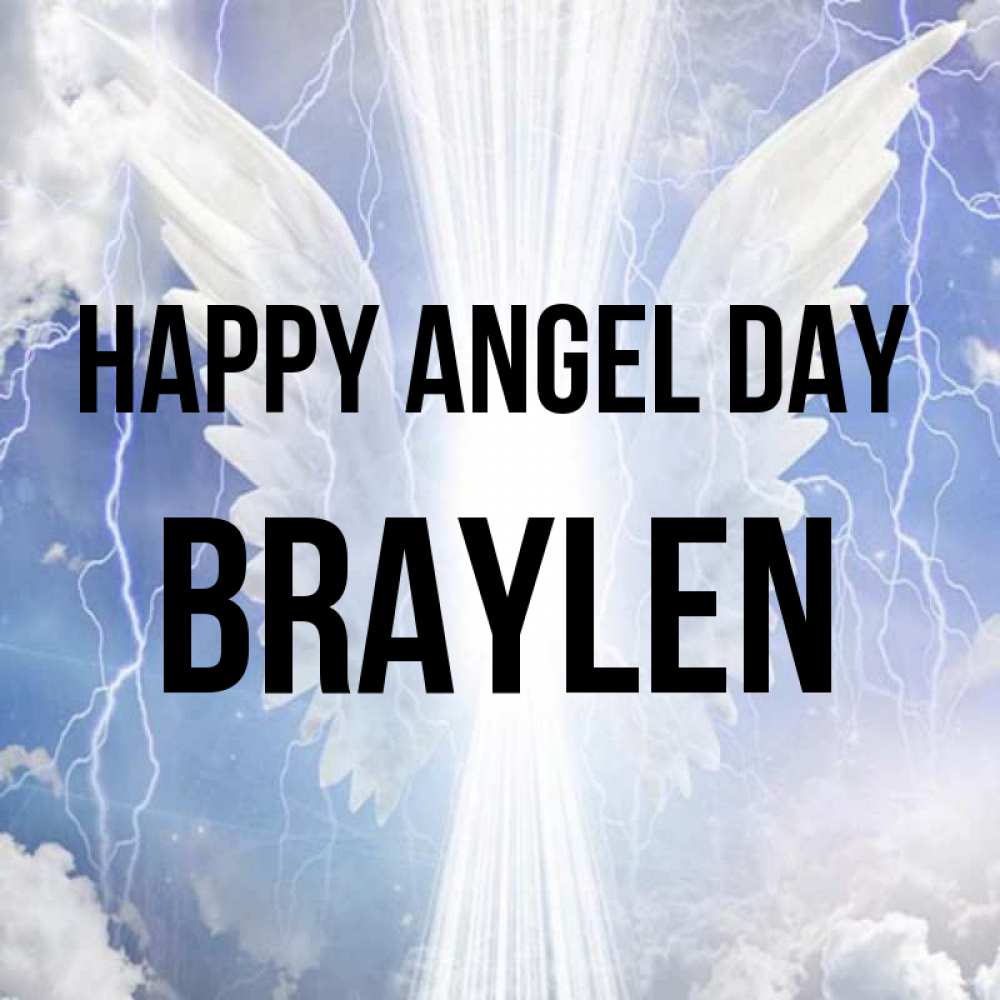 Greetings card с именем, Braylen happy angel day молнии на небе и свет Greetings with text for free download 