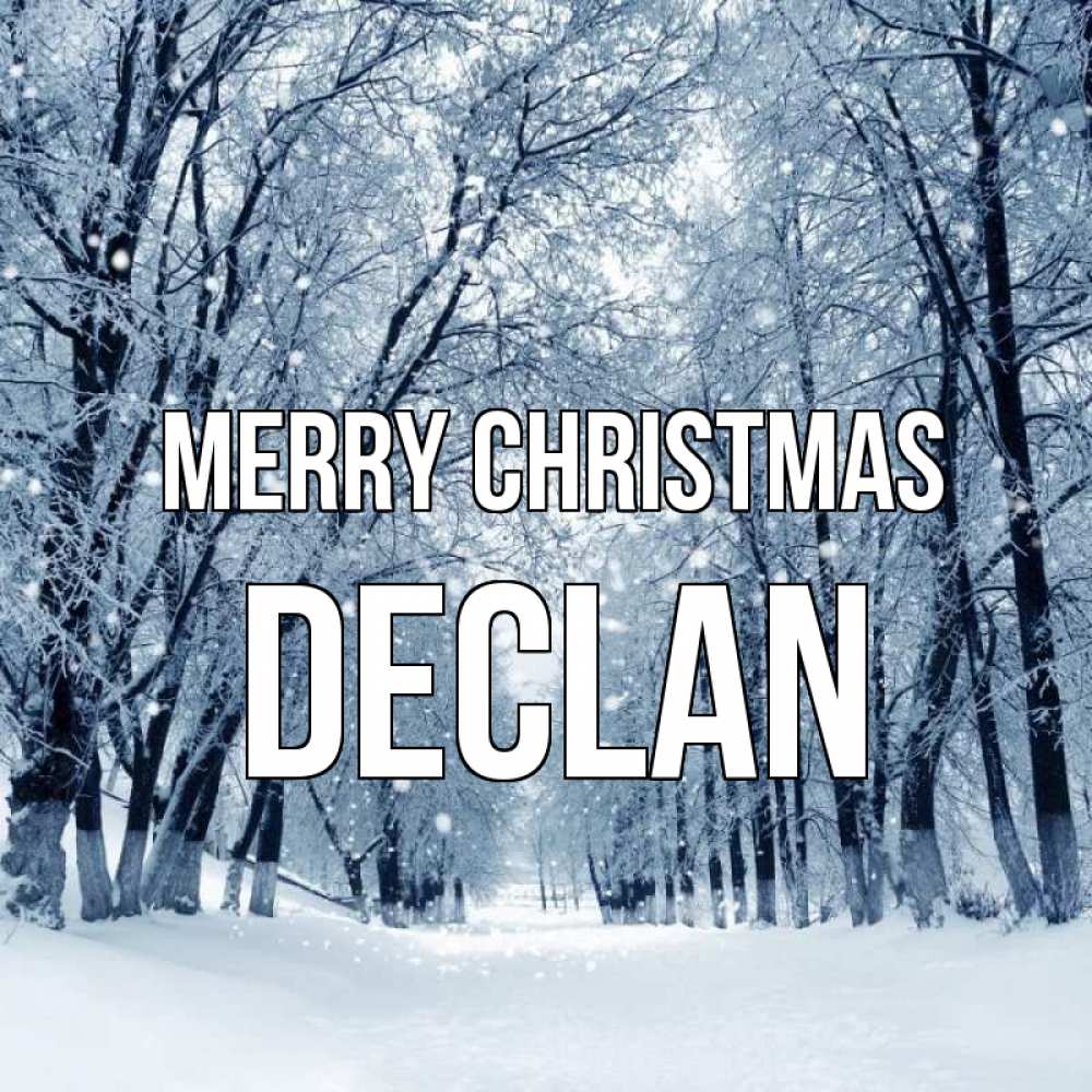 Greetings card с именем, Declan Merry Christmas снег, лес, парк Greetings with text for free download 