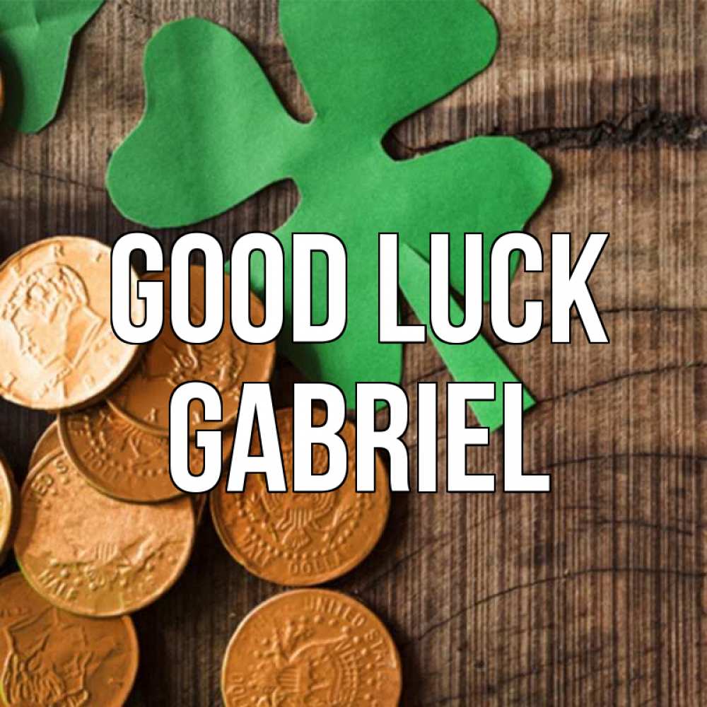 Greetings card с именем, Gabriel Good luck деревянный фон Greetings with text for free download 