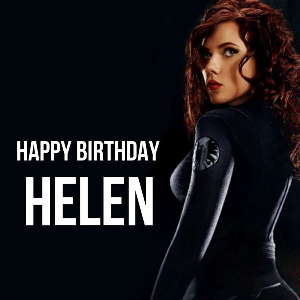 Greetings card с именем, Helen Happy Birthday Марвел черная вдова Greetings with text for free download 