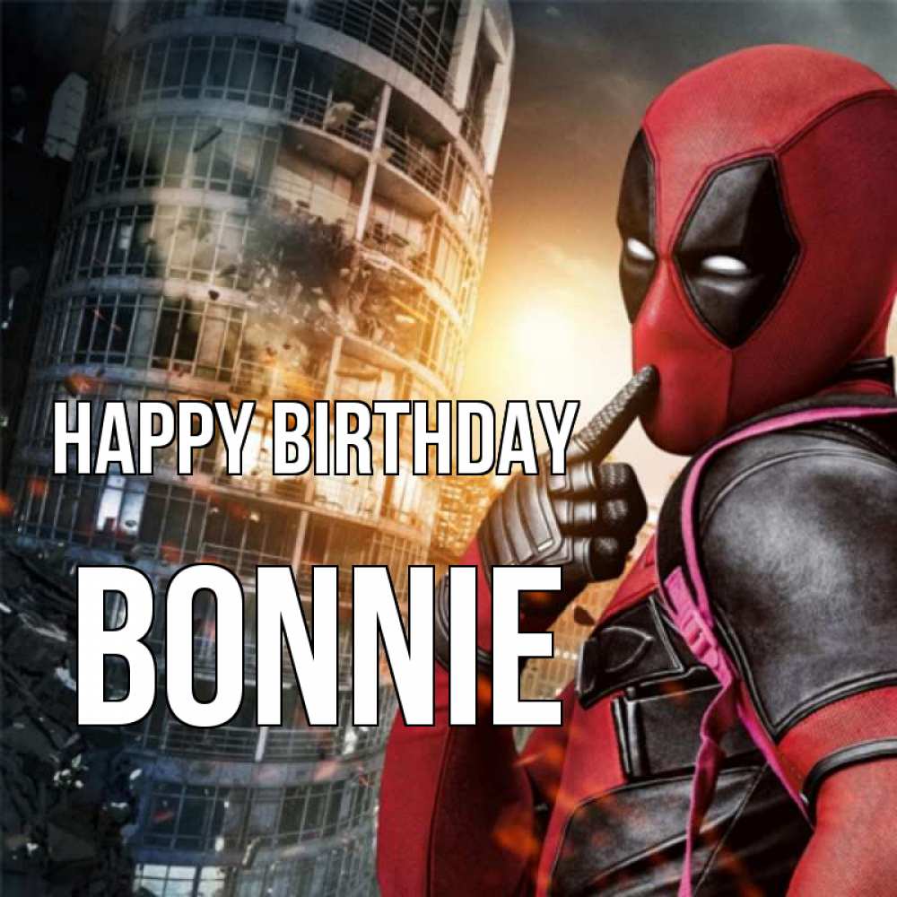 Greetings card с именем, Bonnie Happy Birthday с супергероями Greetings with text for free download 