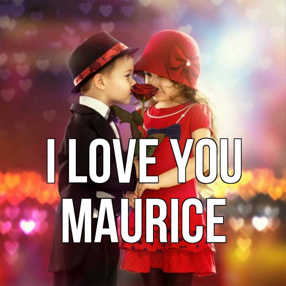 Greetings card с именем, Maurice I love you черное и красное и роза Greetings with text for free download 