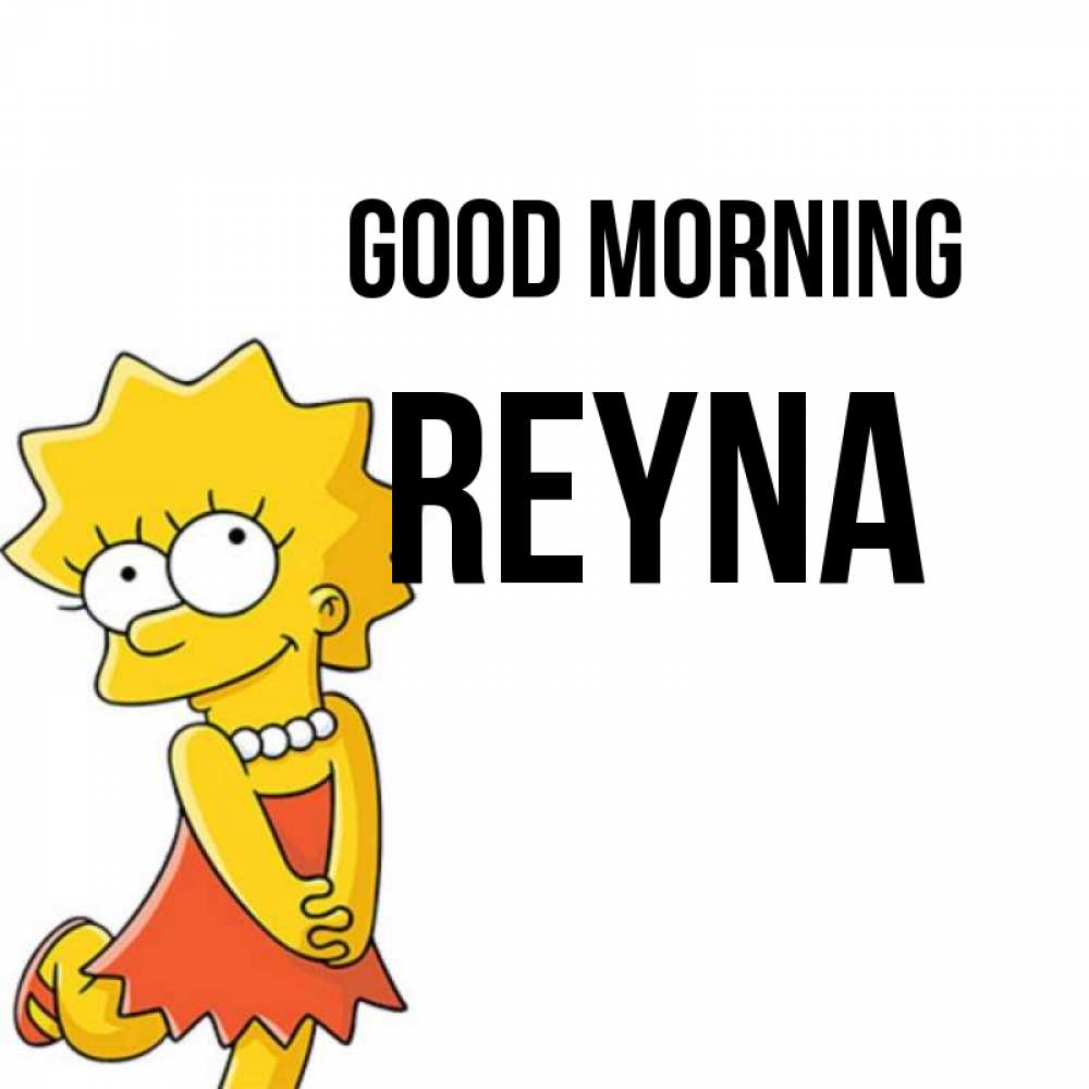 Greetings card с именем, Reyna Good morning в платье и ожерелье Greetings with text for free download 