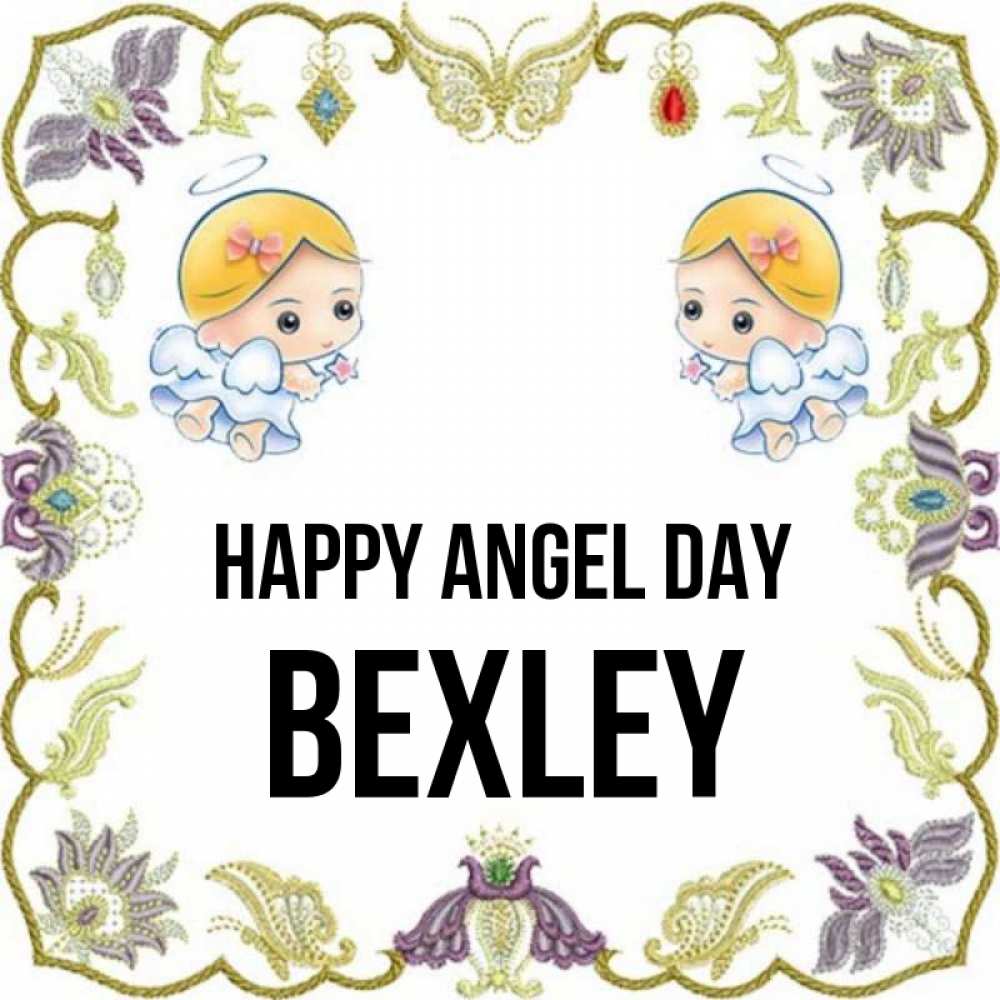 Greetings card с именем, Bexley happy angel day маленькие ангелы с крылышками Greetings with text for free download 