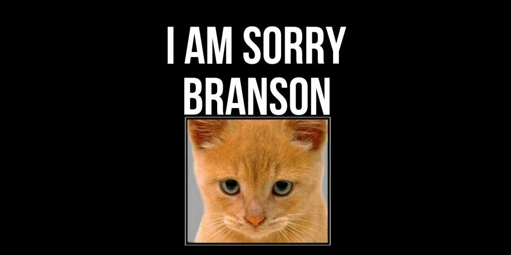 Greetings card с именем, Branson I am sorry рыжий грустный кот просит прощения Greetings with text for free download 