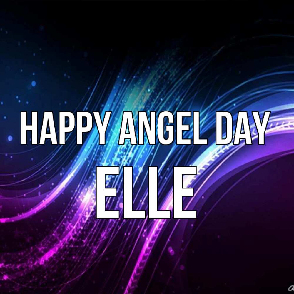 Greetings card с именем, Elle happy angel day фиолетовый фон Greetings with text for free download 