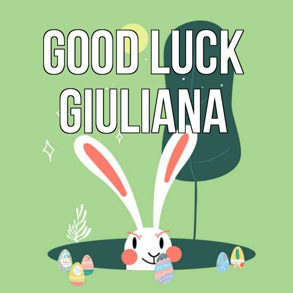 Greetings card с именем, Giuliana Good luck заяц Greetings with text for free download 