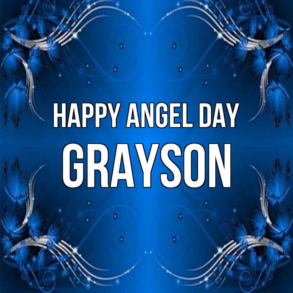 Greetings card с именем, Grayson happy angel day красивая рамочка с узорами Greetings with text for free download 