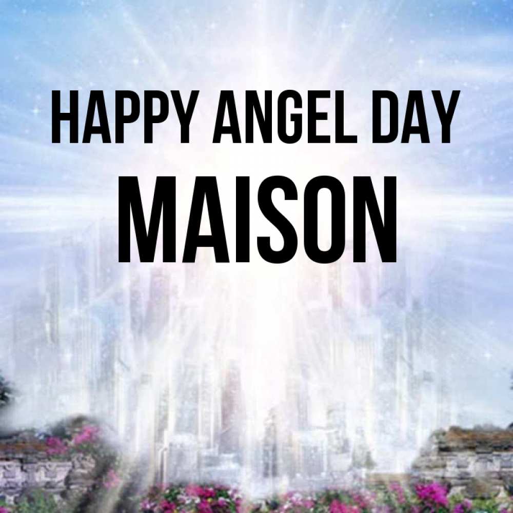 Greetings card с именем, Maison happy angel day небесный свет Greetings with text for free download 