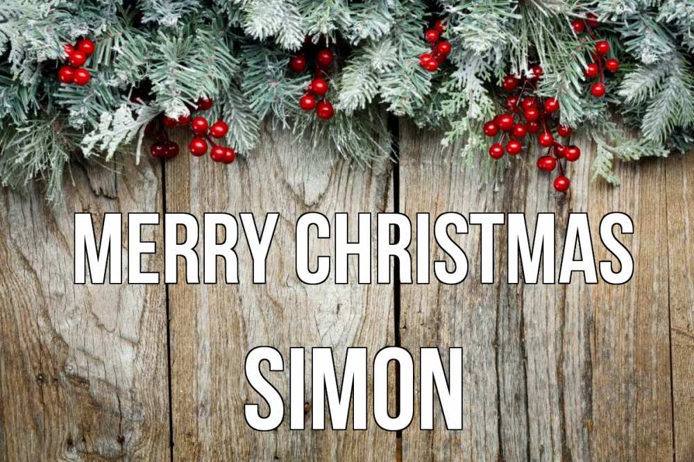Greetings card с именем, Simon Merry Christmas с рождеством Greetings with text for free download 