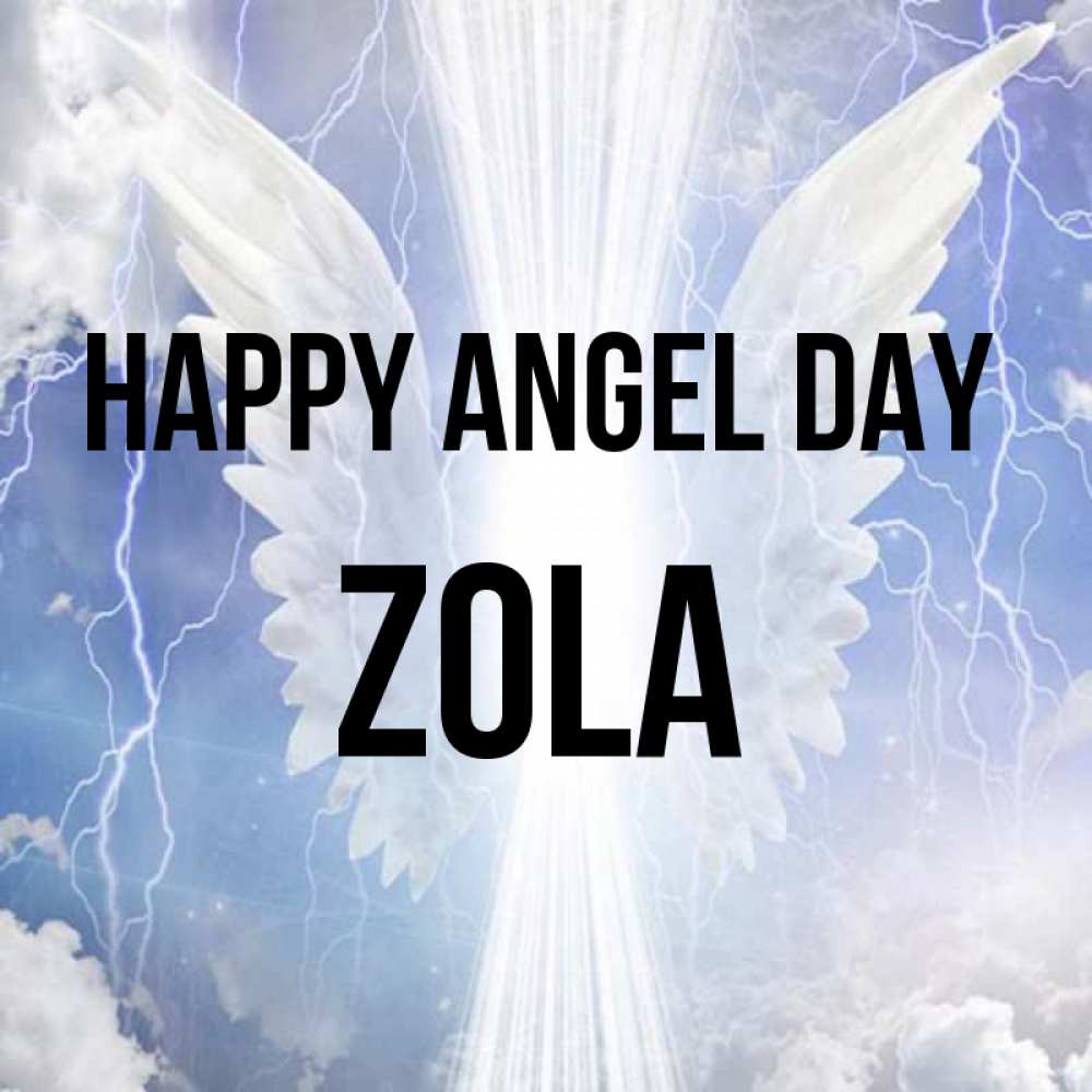 Greetings card с именем, Zola happy angel day молнии на небе и свет Greetings with text for free download 