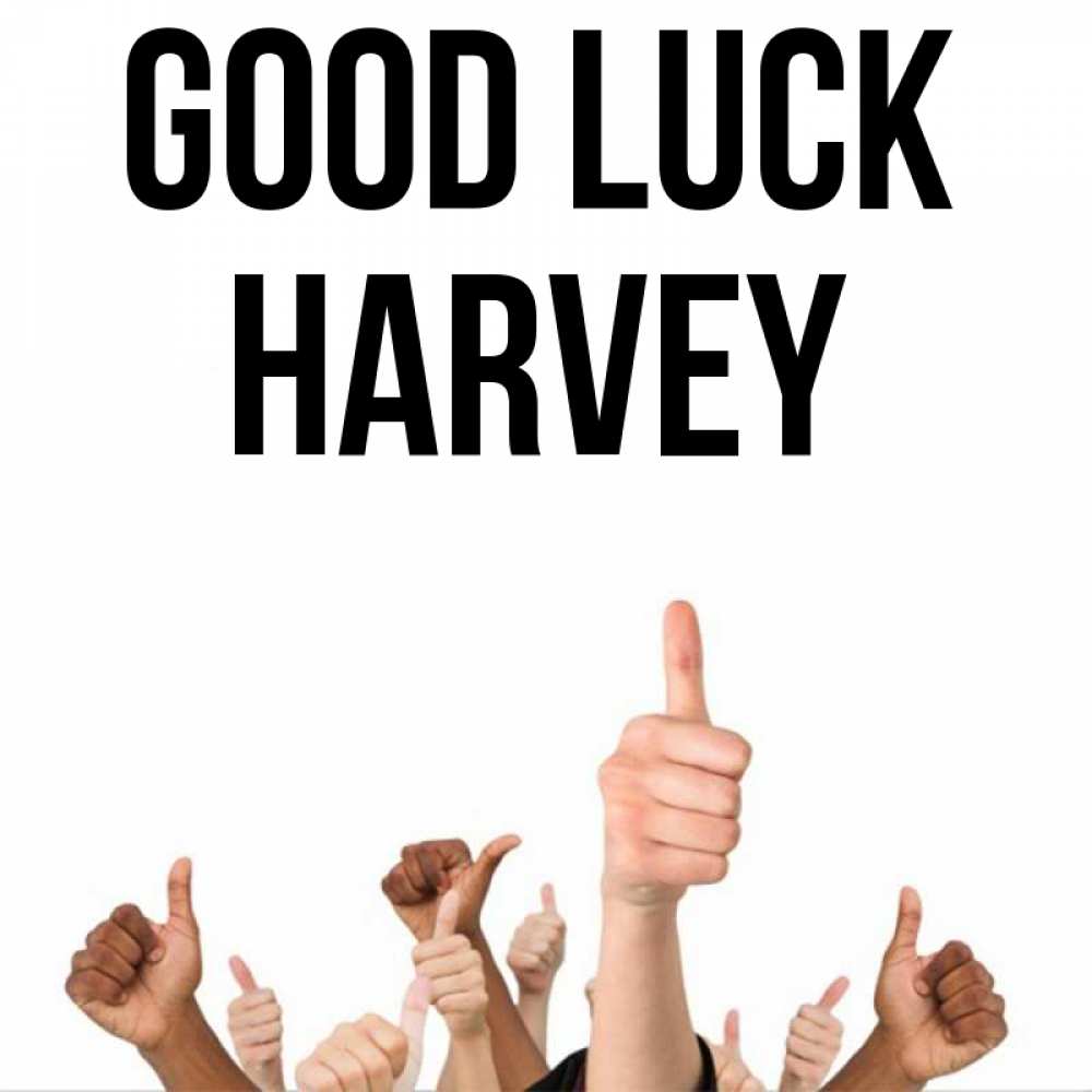 Greetings card с именем, Harvey Good luck молодцом Greetings with text for free download 