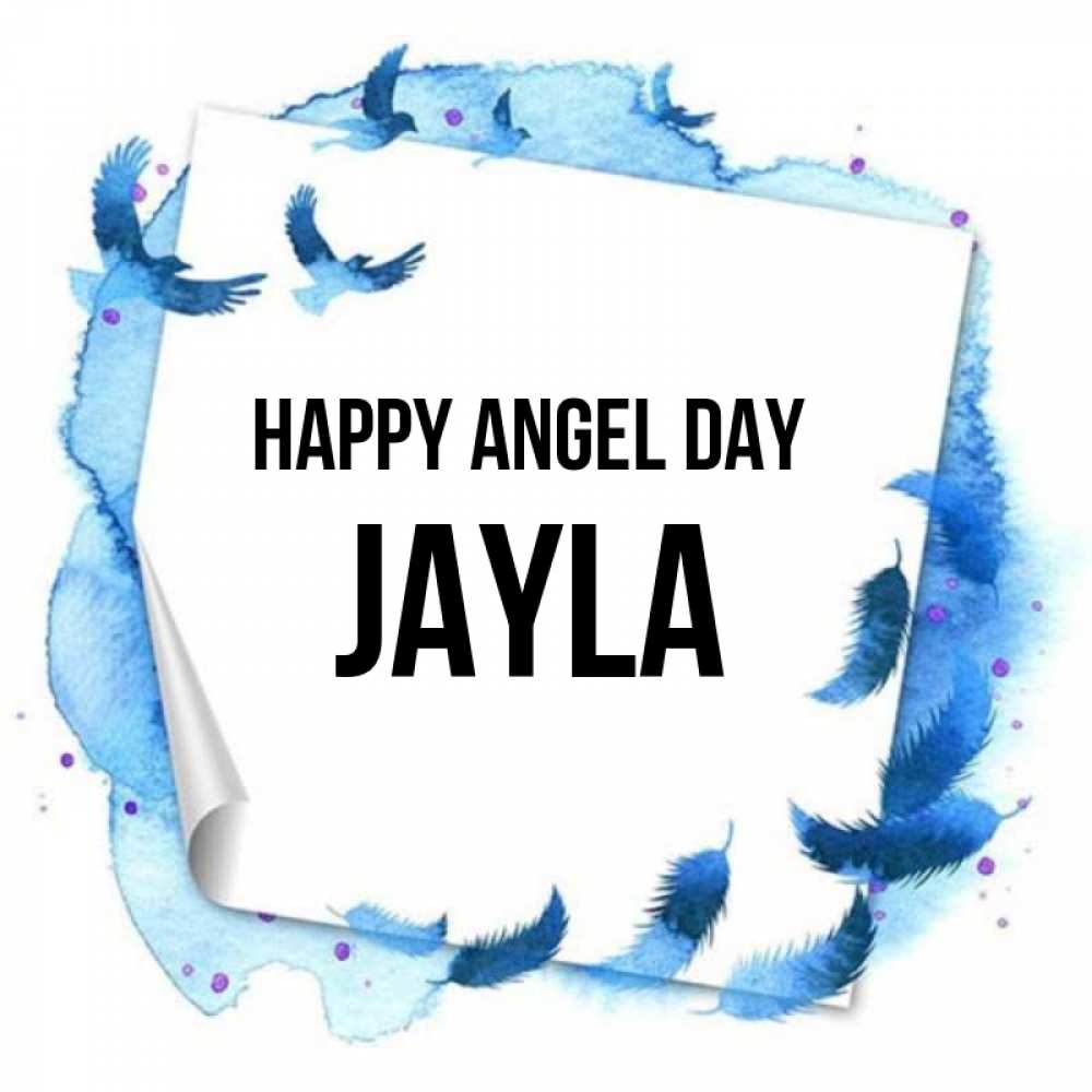 Greetings card с именем, Jayla happy angel day красивые птицы летят Greetings with text for free download 