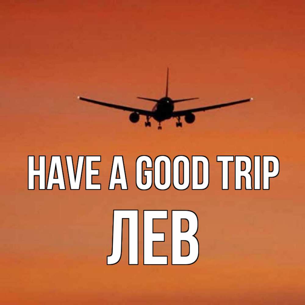 Greetings card с именем, Лев Have a good trip силуэт самолета Greetings with text for free download 