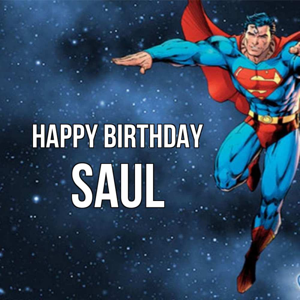 Greetings card с именем, Saul Happy Birthday супергерой Greetings with text for free download 