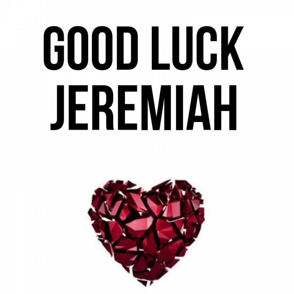 Greetings card с именем, Jeremiah Good luck бордовое из кристаллов  1 Greetings with text for free download 