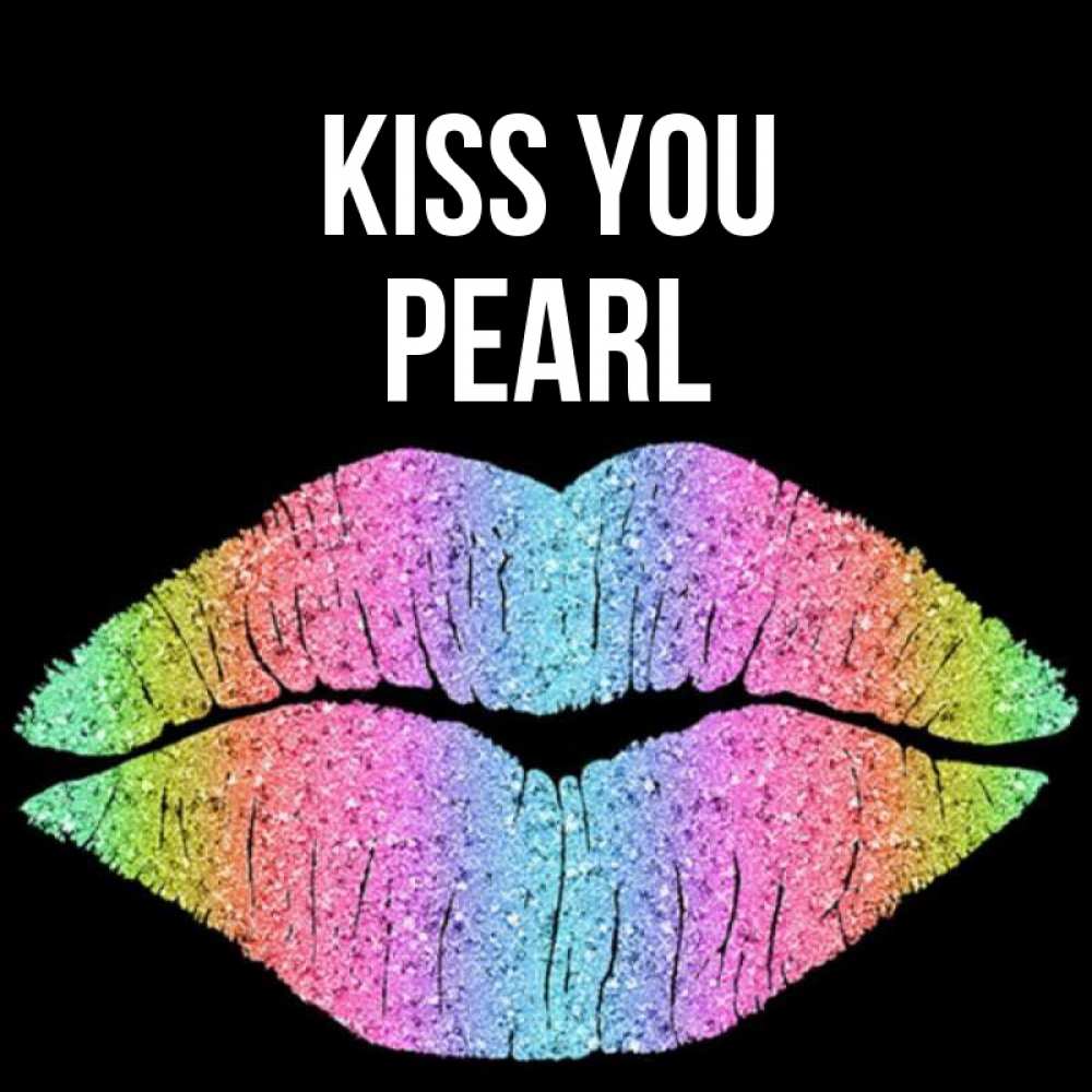 Greetings card с именем, Pearl Kiss you след от губ на черном фоне Greetings with text for free download 