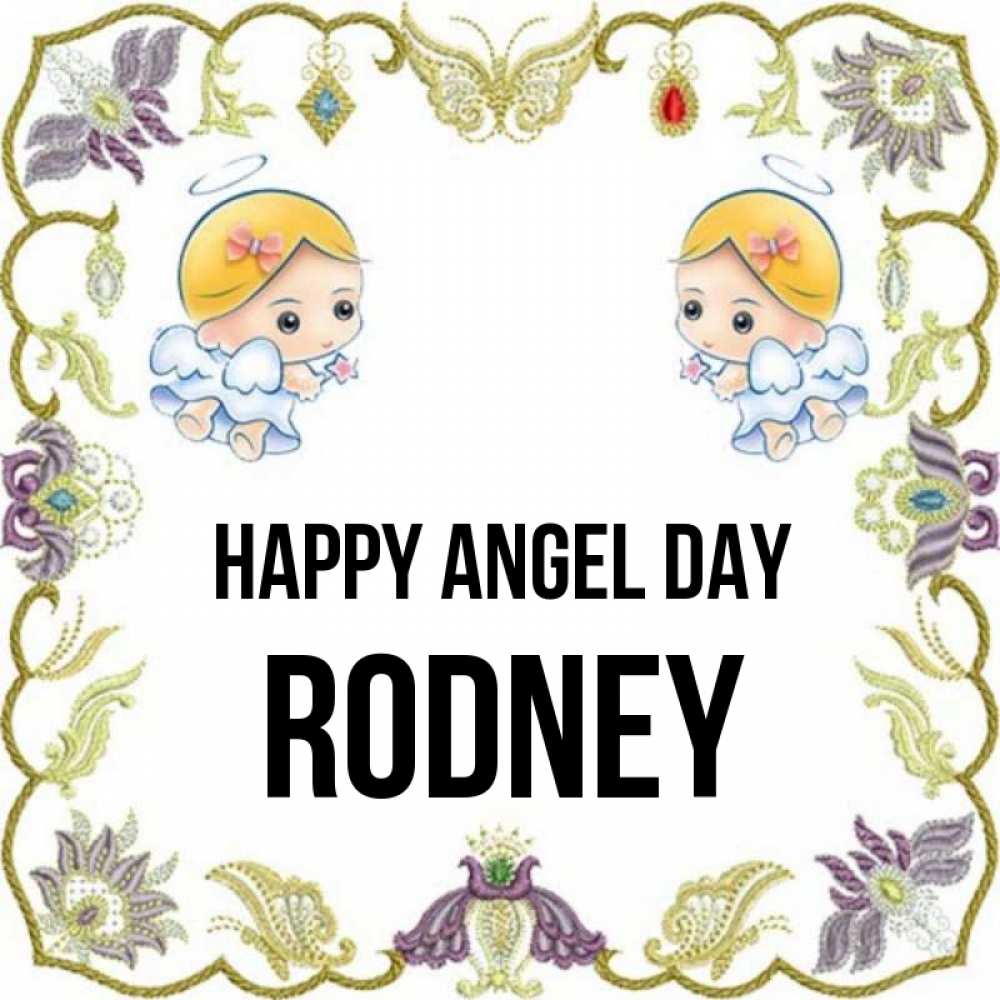 Greetings card с именем, Rodney happy angel day маленькие ангелы с крылышками Greetings with text for free download 