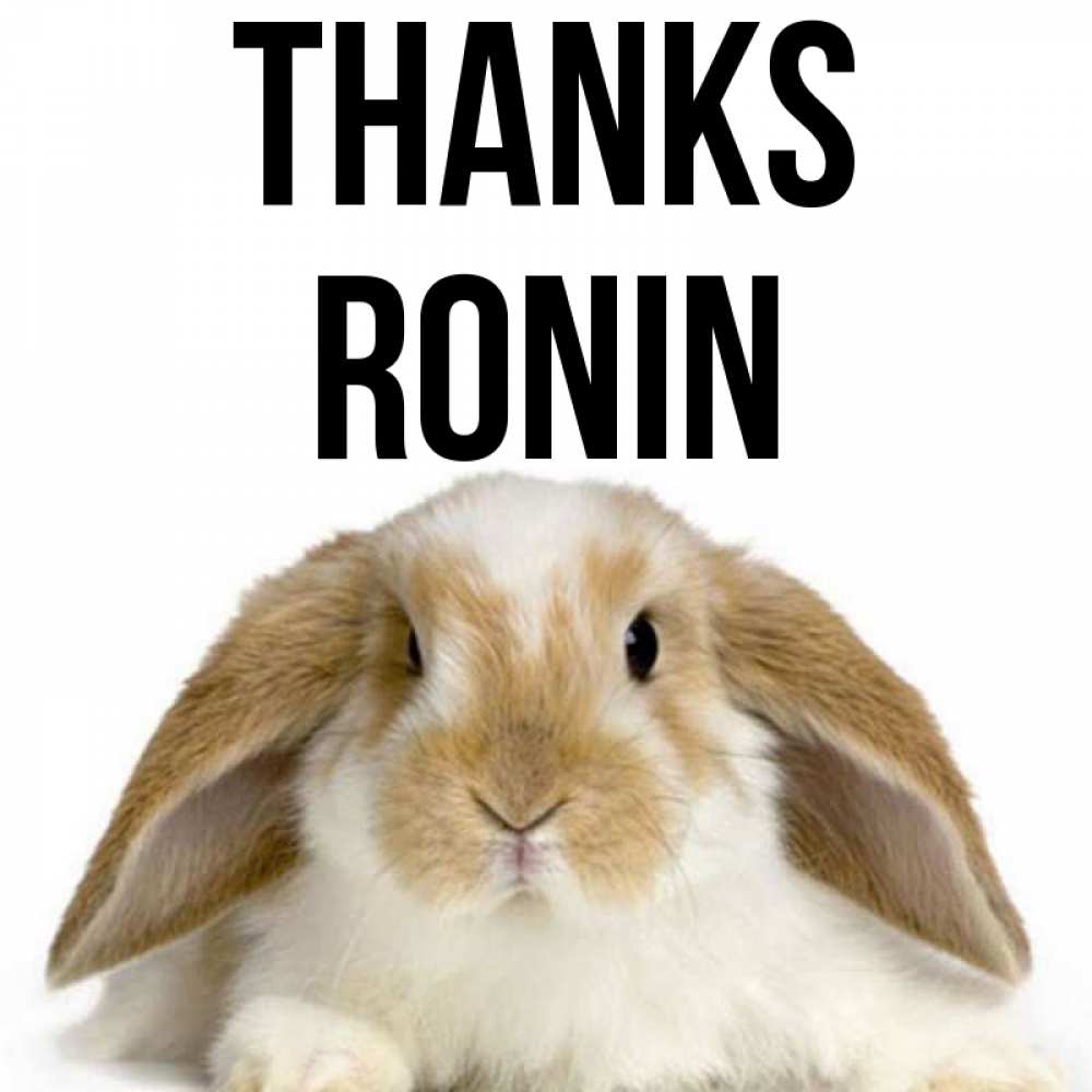 Greetings card с именем, Ronin Thanks коричнево белый заяц Greetings with text for free download 