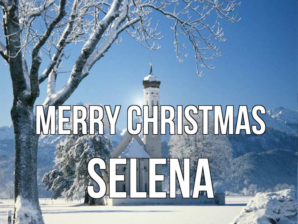 Greetings card с именем, Selena Merry Christmas зима, храм, костел Greetings with text for free download 