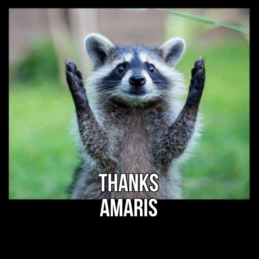 Greetings card с именем, Amaris Thanks милые животные Greetings with text for free download 