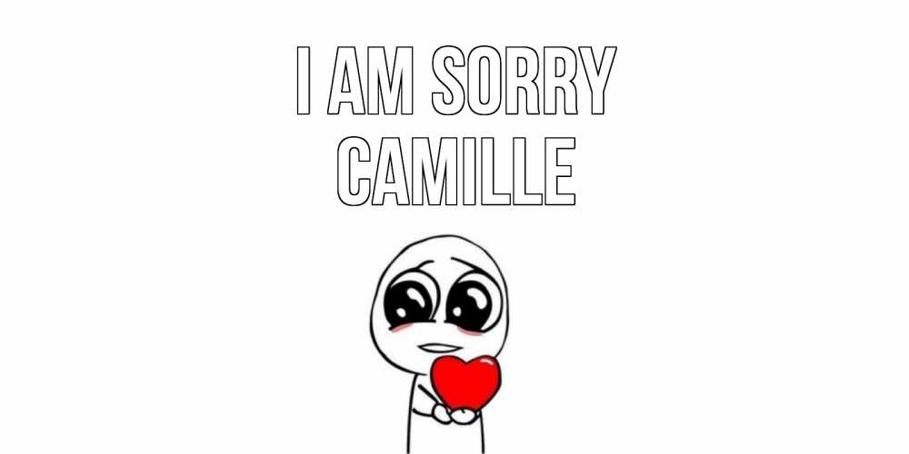 Greetings card с именем, Camille I am sorry тролль фейс с сердечком просит прощения Greetings with text for free download 