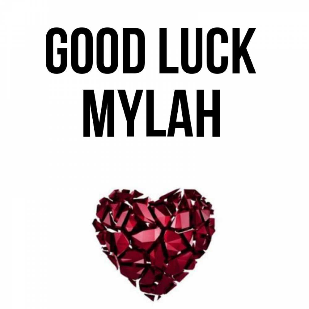 Greetings card с именем, Mylah Good luck бордовое из кристаллов  1 Greetings with text for free download 