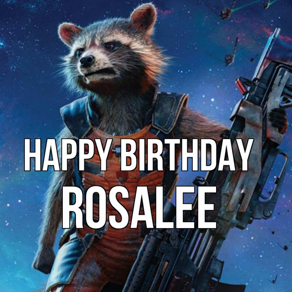 Greetings card с именем, Rosalee Happy Birthday реактивный Рокета Greetings with text for free download 