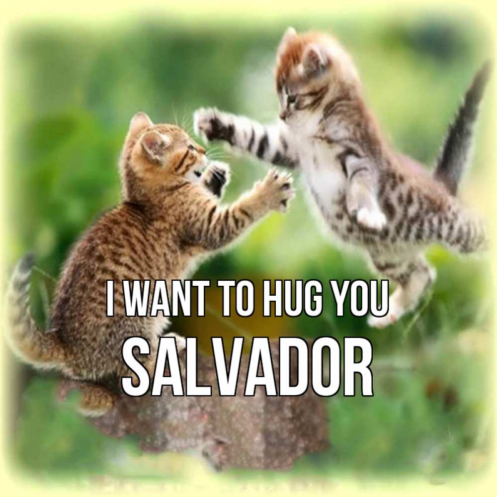 Greetings card с именем, Salvador I want to hug you игры котят Greetings with text for free download 