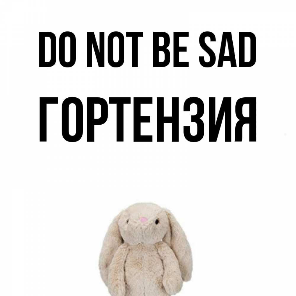 Greetings card с именем, Гортензия Do not be sad детская игрушка зайчика Greetings with text for free download 