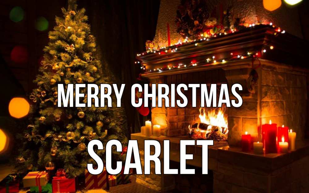 Greetings card с именем, Scarlet Merry Christmas новый год Greetings with text for free download 